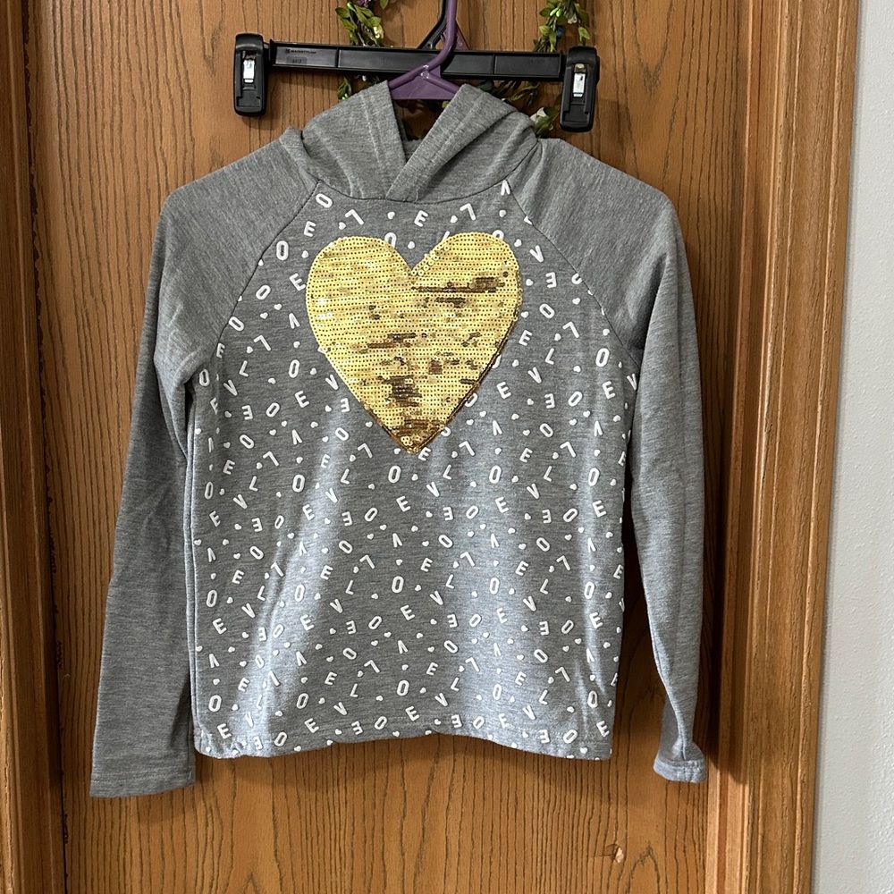 Aeropostale Gray Long Sleeve Tee with Gold Heart